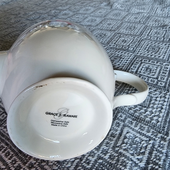 Grace's Teaware White Lace Reticulated Rim Teapot Fine Porcelain - Picture 6 of 6